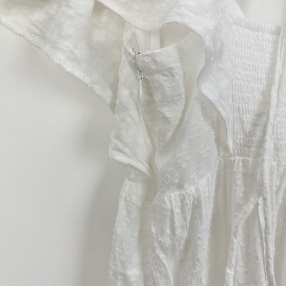 Madewell Tie Back Flutter Sleeve Tiered Midi Dress White Cottagecore US 00 NWT - Picture 11 of 16